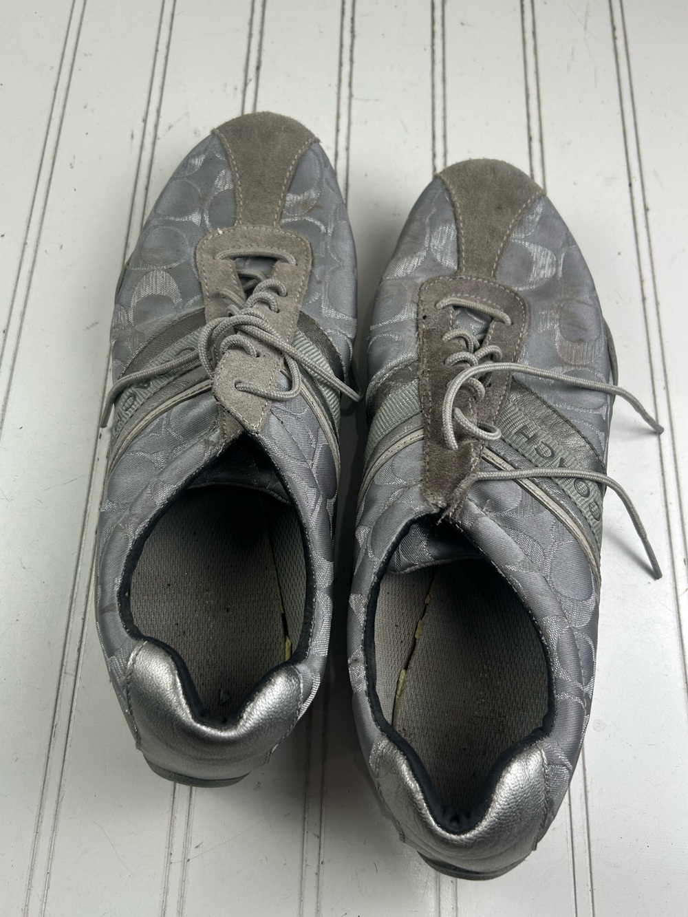 Coach Jayme Monogram Signature Logo Sneakers Grey Silver Women’s Size 11M - Picture 9 of 13